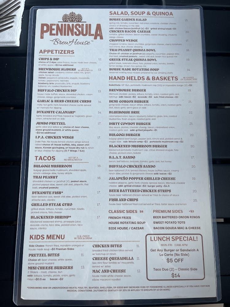 Peninsula BrewHouse Menu image 3
